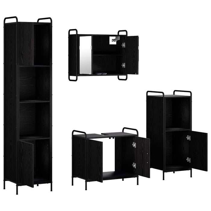 Set dulap baie 4 buc. Stejar Negru 40 x 36 x 181 cm WALTI