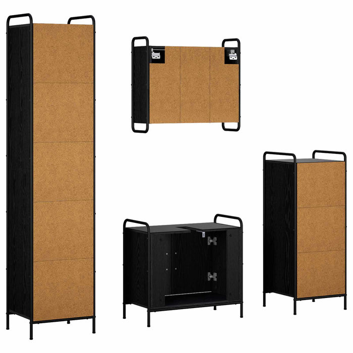 Set dulap baie 4 buc. Stejar Negru 40 x 36 x 181 cm WALTI