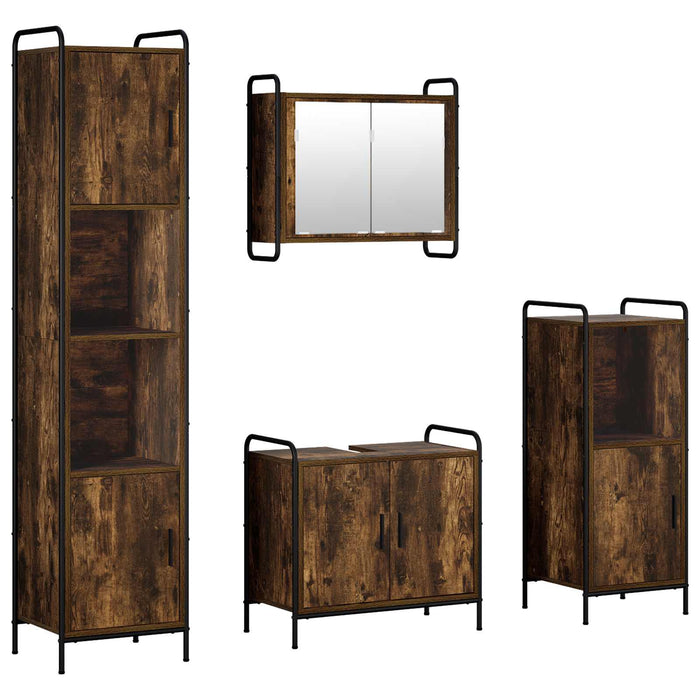 Set dulap baie 4 buc. Stejar fumuriu 40 x 36 x 181 cm WALTI