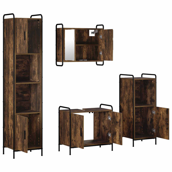 Set dulap baie 4 buc. Stejar fumuriu 40 x 36 x 181 cm WALTI