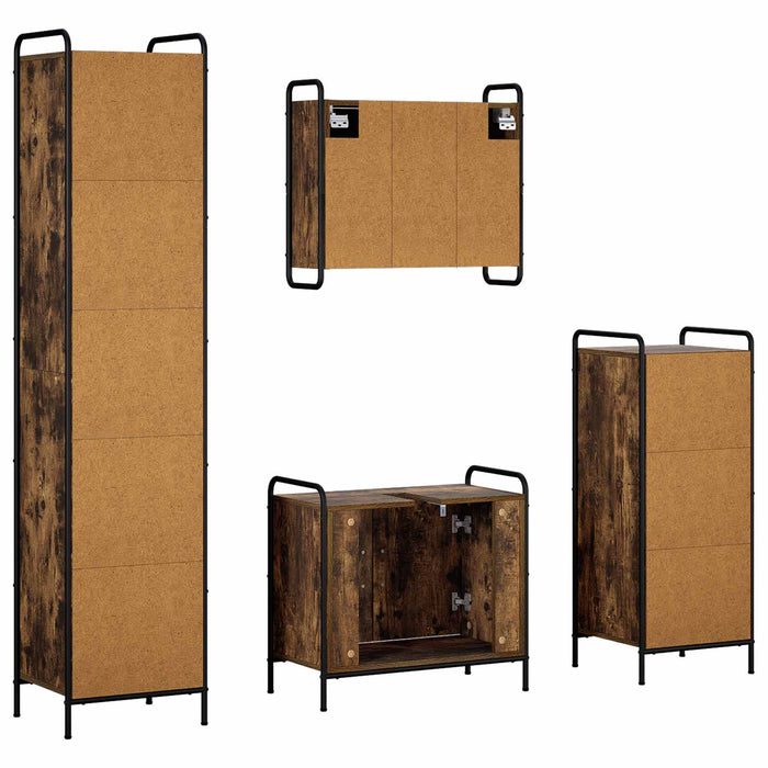 Set dulap baie 4 buc. Stejar fumuriu 40 x 36 x 181 cm WALTI