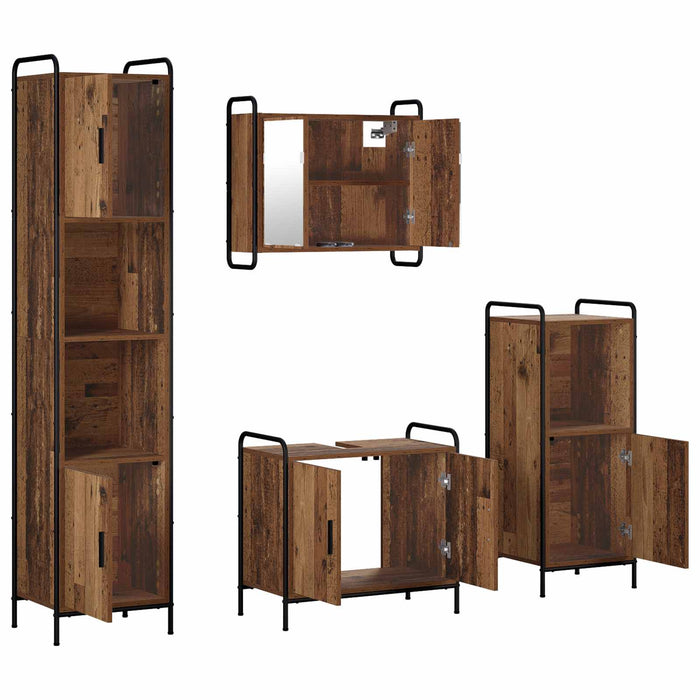 Set dulap baie 4 buc. Lemn vechi 40 x 36 x 181 cm WALTI