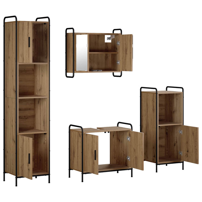 Set dulap baie 4 buc. Stejar Artizanal 40 x 36 x 181 cm WALTI