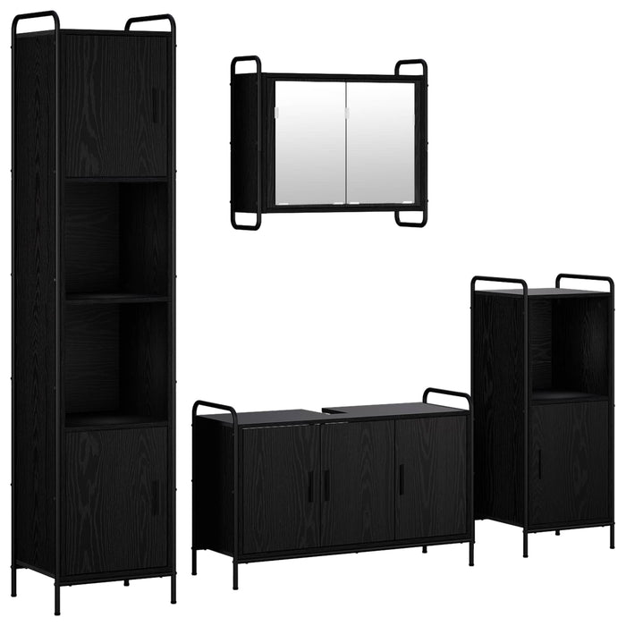 Set dulap baie 4 buc. Stejar Negru 40 x 36 x 181 cm WALTI
