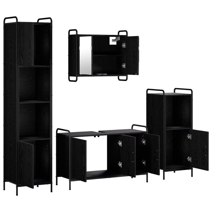 Set dulap baie 4 buc. Stejar Negru 40 x 36 x 181 cm WALTI