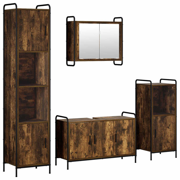 Set dulap baie 4 buc. Stejar fumuriu 40 x 36 x 181 cm WALTI
