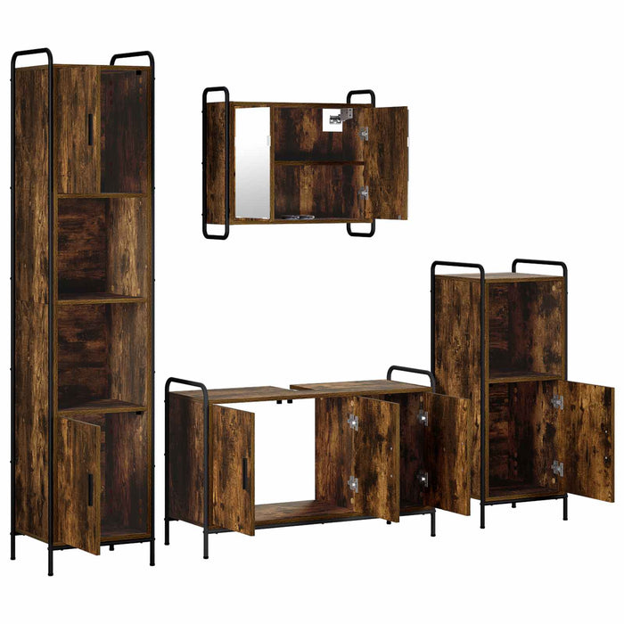 Set dulap baie 4 buc. Stejar fumuriu 40 x 36 x 181 cm WALTI