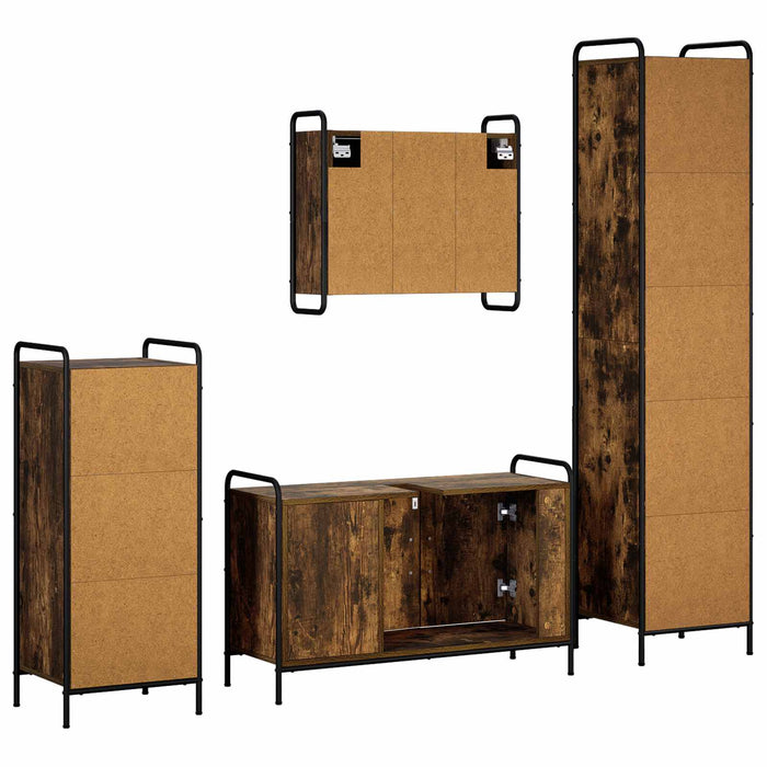 Set dulap baie 4 buc. Stejar fumuriu 40 x 36 x 181 cm WALTI