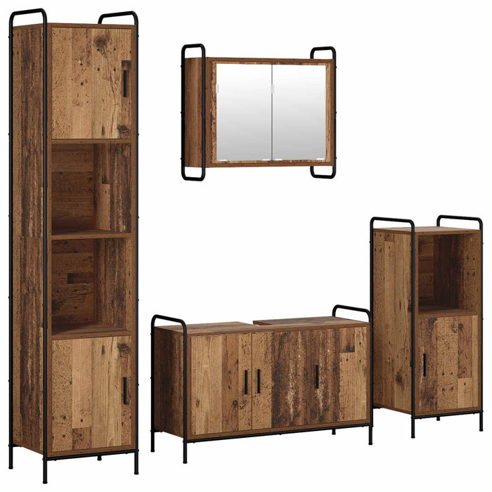 Set dulap baie 4 buc. Lemn vechi 40 x 36 x 181 cm WALTI