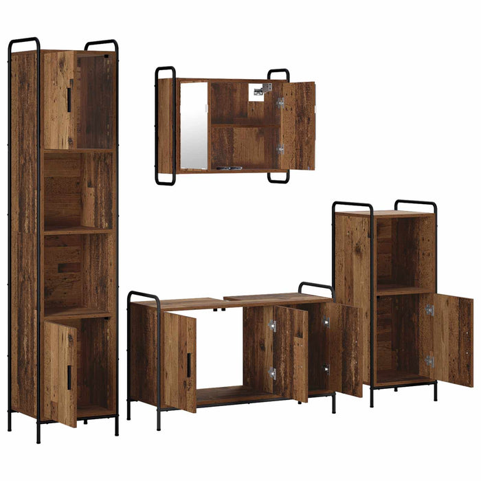 Set dulap baie 4 buc. Lemn vechi 40 x 36 x 181 cm WALTI