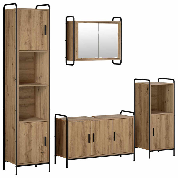 Set dulap baie 4 buc. Stejar Artizanal 40 x 36 x 181 cm WALTI