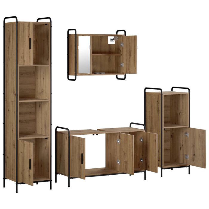 Set dulap baie 4 buc. Stejar Artizanal 40 x 36 x 181 cm WALTI