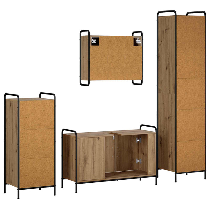Set dulap baie 4 buc. Stejar Artizanal 40 x 36 x 181 cm WALTI