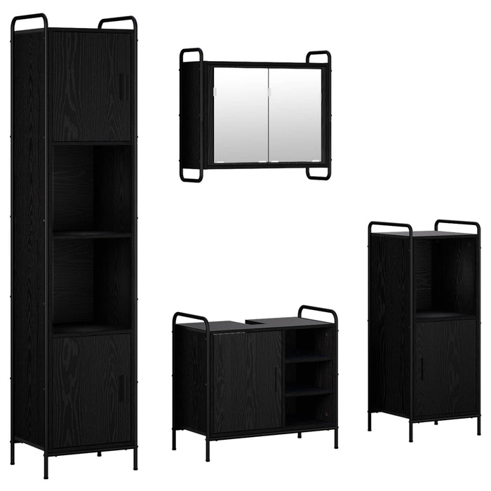 Set dulap baie 4 buc. Stejar Negru 40 x 36 x 181 cm WALTI