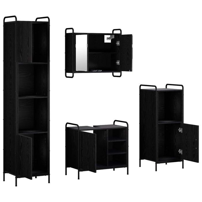 Set dulap baie 4 buc. Stejar Negru 40 x 36 x 181 cm WALTI