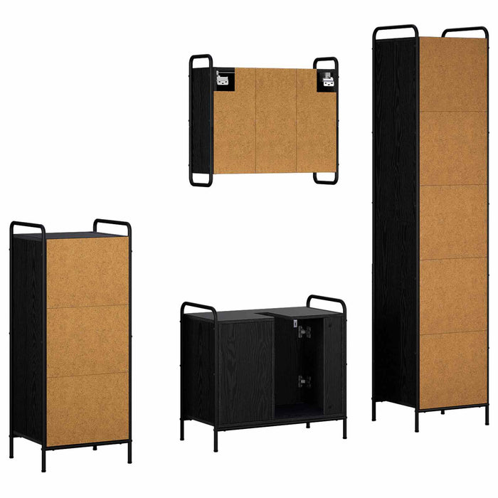 Set dulap baie 4 buc. Stejar Negru 40 x 36 x 181 cm WALTI