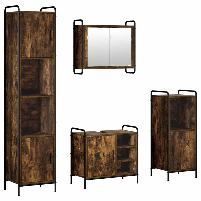Set dulap baie 4 buc. Stejar fumuriu 40 x 36 x 181 cm WALTI