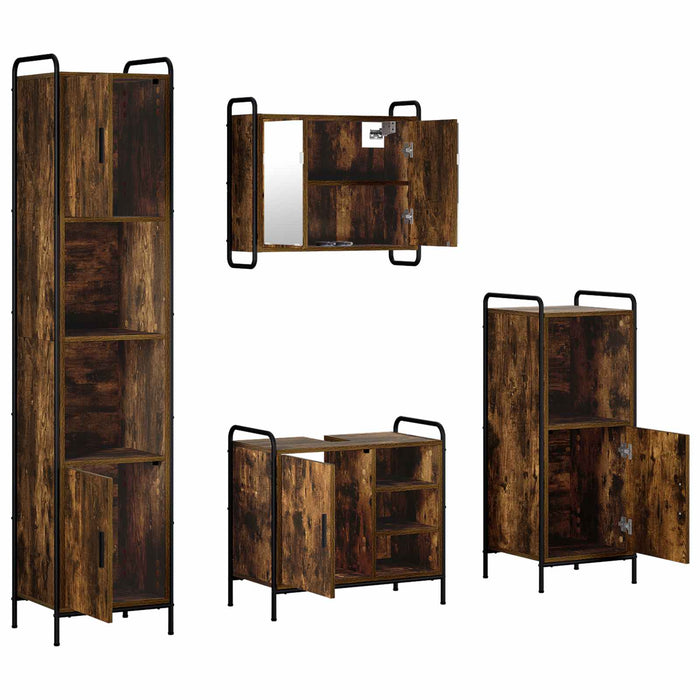 Set dulap baie 4 buc. Stejar fumuriu 40 x 36 x 181 cm WALTI