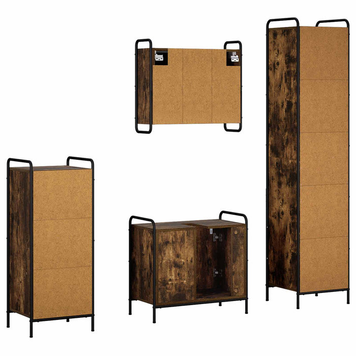 Set dulap baie 4 buc. Stejar fumuriu 40 x 36 x 181 cm WALTI