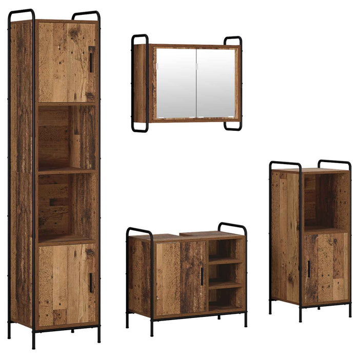 Set dulap baie 4 buc. Lemn vechi 40 x 36 x 181 cm WALTI