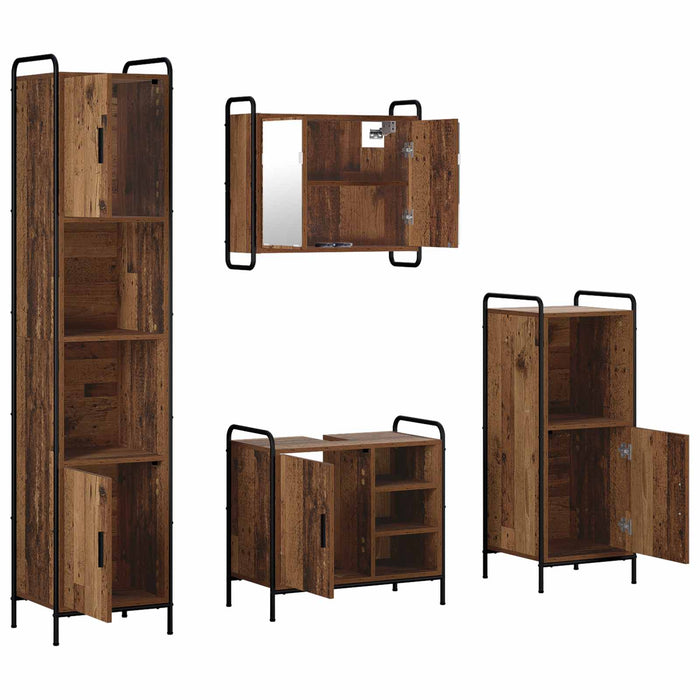 Set dulap baie 4 buc. Lemn vechi 40 x 36 x 181 cm WALTI
