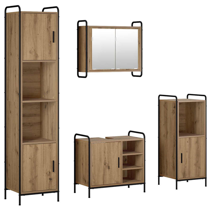 Set dulap baie 4 buc. Stejar Artizanal 40 x 36 x 181 cm WALTI