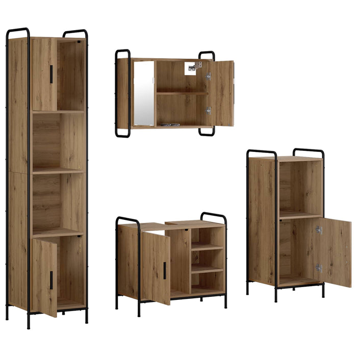 Set dulap baie 4 buc. Stejar Artizanal 40 x 36 x 181 cm WALTI