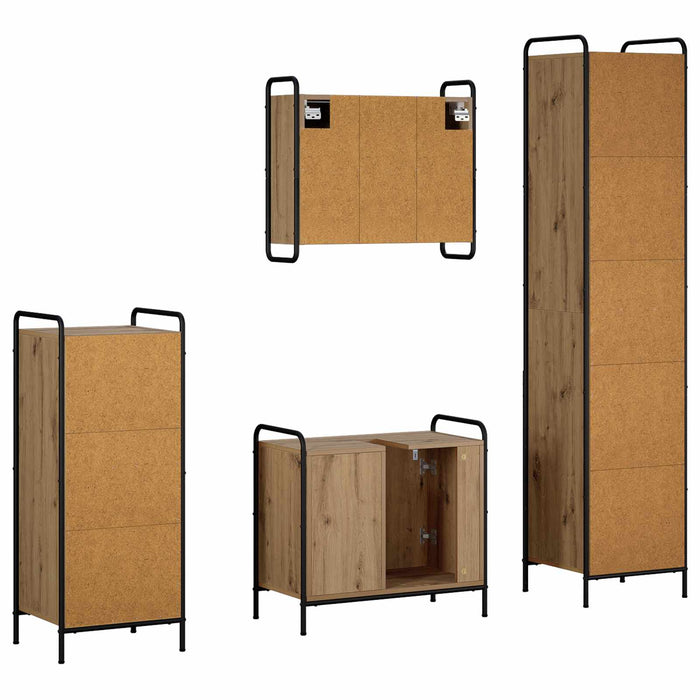 Set dulap baie 4 buc. Stejar Artizanal 40 x 36 x 181 cm WALTI