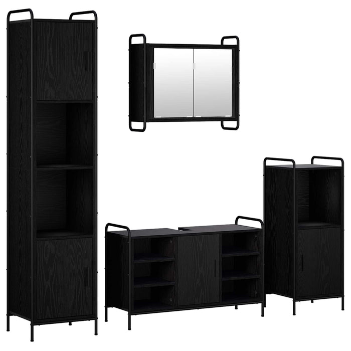 Set dulap baie 4 buc. Stejar Negru 40 x 36 x 181 cm WALTI