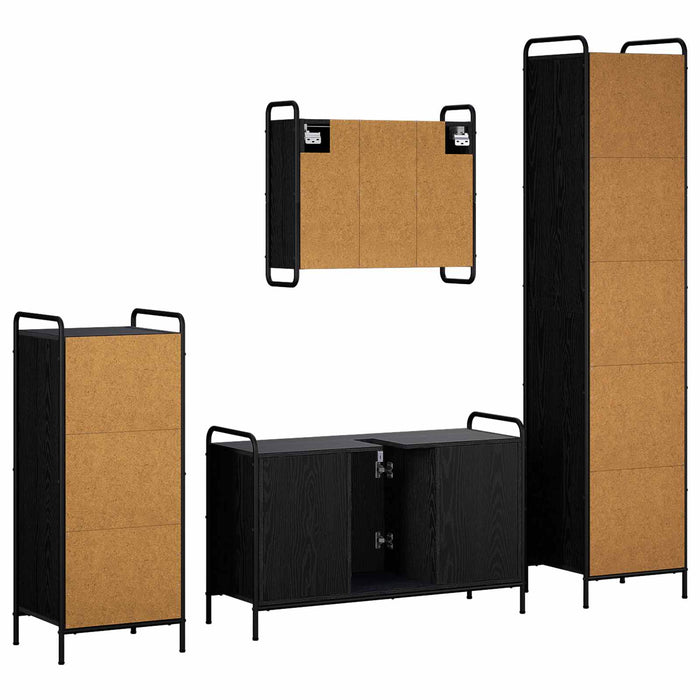 Set dulap baie 4 buc. Stejar Negru 40 x 36 x 181 cm WALTI