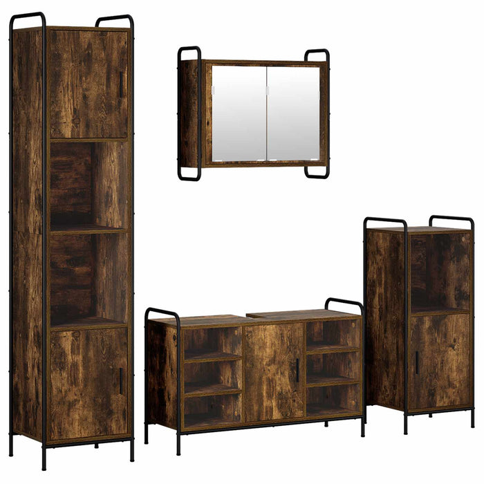 Set dulap baie 4 buc. Stejar fumuriu 40 x 36 x 181 cm WALTI