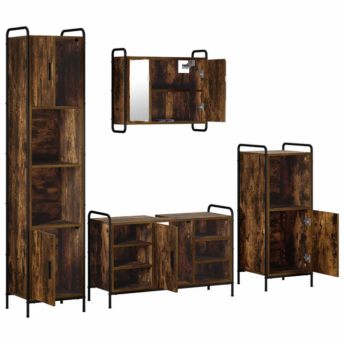 Set dulap baie 4 buc. Stejar fumuriu 40 x 36 x 181 cm WALTI