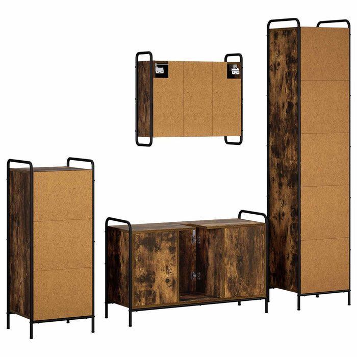 Set dulap baie 4 buc. Stejar fumuriu 40 x 36 x 181 cm WALTI