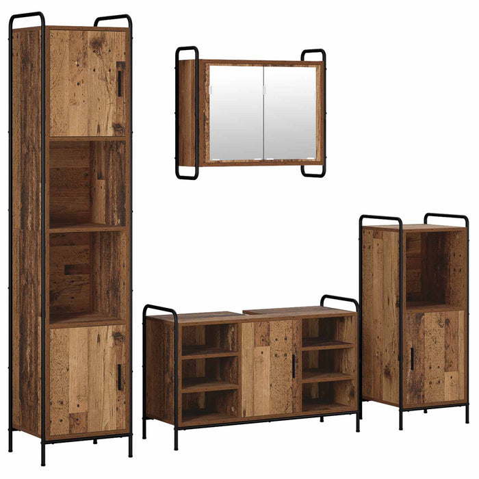Set dulap baie 4 buc. Lemn vechi 40 x 36 x 181 cm WALTI