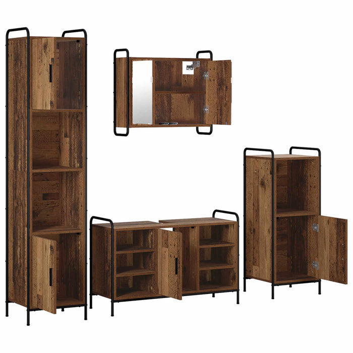Set dulap baie 4 buc. Lemn vechi 40 x 36 x 181 cm WALTI