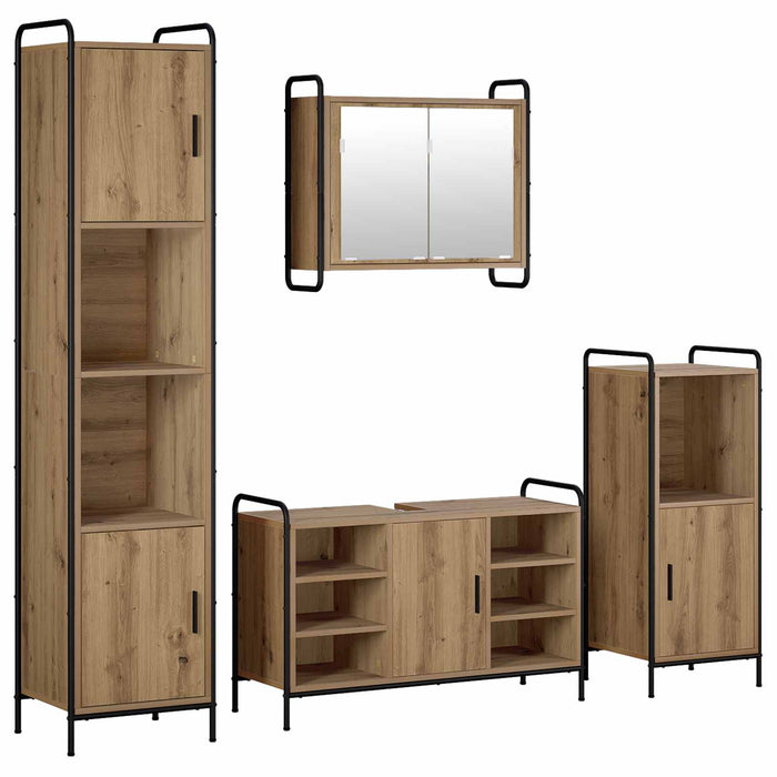 Set dulap baie 4 buc. Stejar Artizanal 40 x 36 x 181 cm WALTI