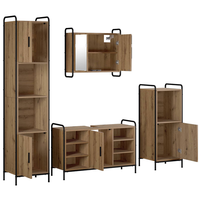 Set dulap baie 4 buc. Stejar Artizanal 40 x 36 x 181 cm WALTI