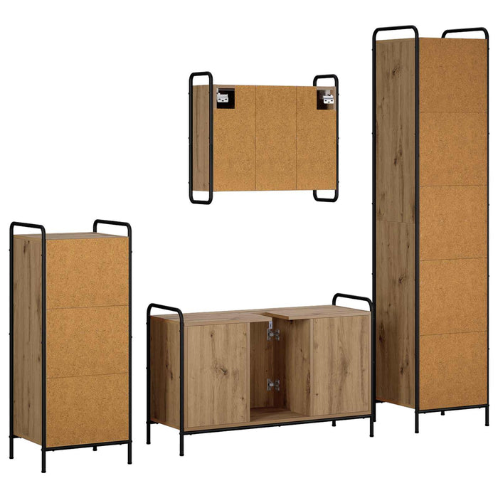 Set dulap baie 4 buc. Stejar Artizanal 40 x 36 x 181 cm WALTI