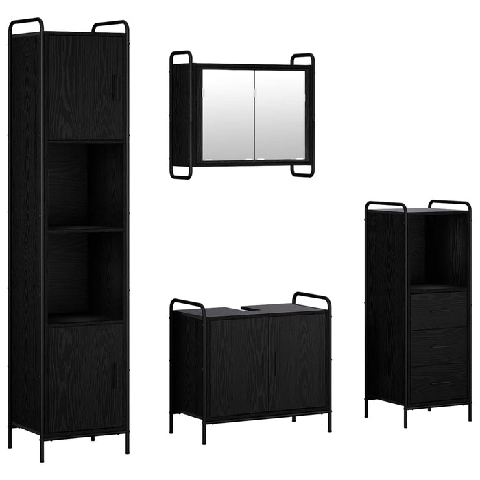 Set dulap baie 4 buc. Stejar Negru 40 x 36 x 181 cm WALTI