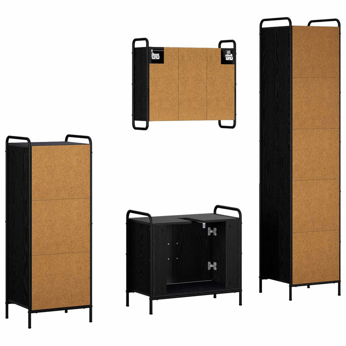 Set dulap baie 4 buc. Stejar Negru 40 x 36 x 181 cm WALTI
