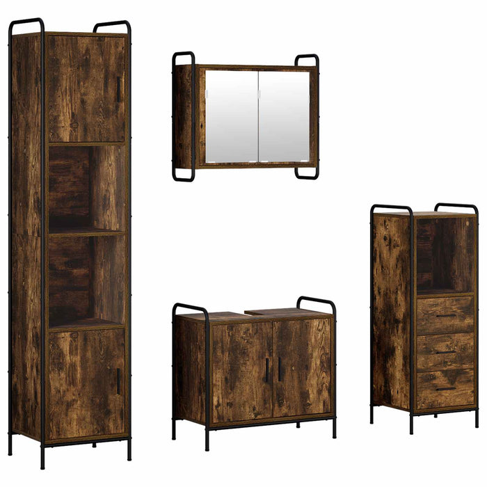 Set dulap baie 4 buc. Stejar fumuriu 40 x 36 x 181 cm WALTI