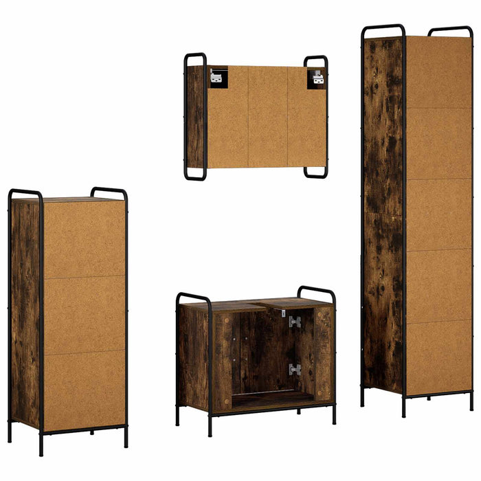 Set dulap baie 4 buc. Stejar fumuriu 40 x 36 x 181 cm WALTI