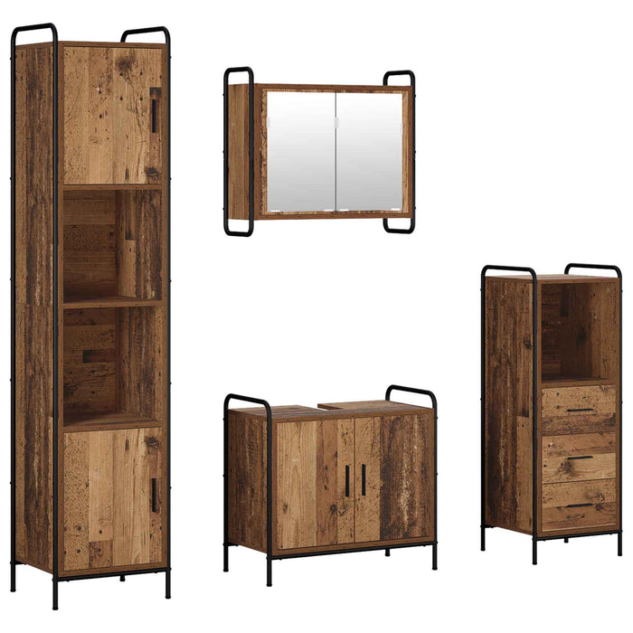 Set dulap baie 4 buc. Lemn vechi 40 x 36 x 181 cm WALTI