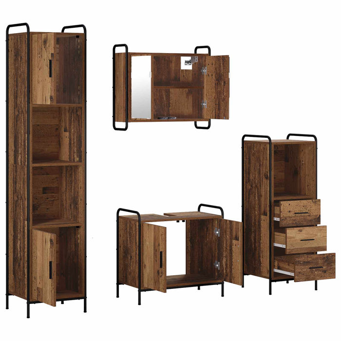 Set dulap baie 4 buc. Lemn vechi 40 x 36 x 181 cm WALTI