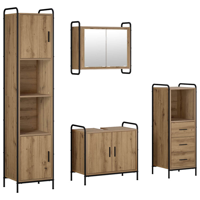 Set dulap baie 4 buc. Stejar Artizanal 40 x 36 x 181 cm WALTI
