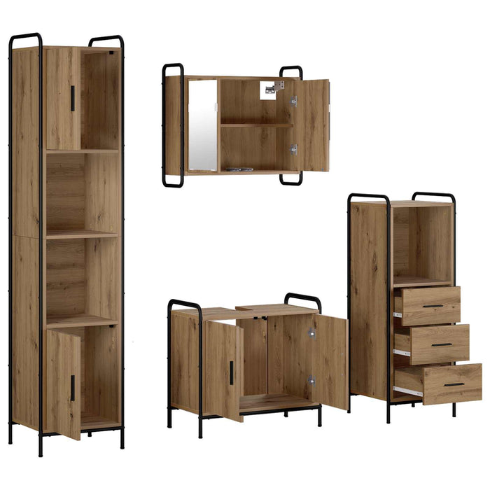 Set dulap baie 4 buc. Stejar Artizanal 40 x 36 x 181 cm WALTI