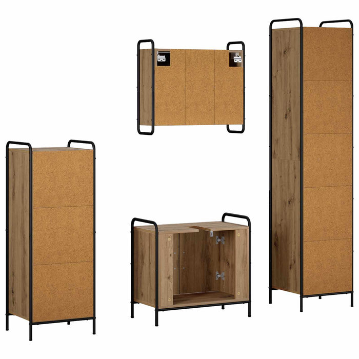 Set dulap baie 4 buc. Stejar Artizanal 40 x 36 x 181 cm WALTI