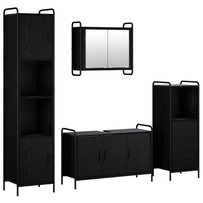Set dulap baie 4 buc. Stejar Negru 40 x 36 x 181 cm WALTI