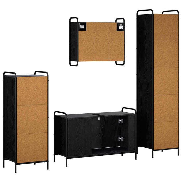 Set dulap baie 4 buc. Stejar Negru 40 x 36 x 181 cm WALTI