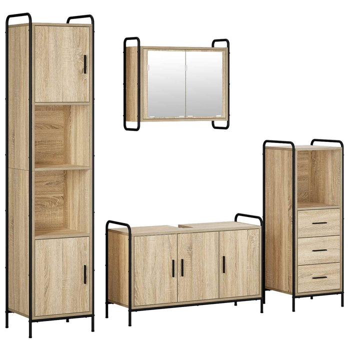 Set dulap baie 4 buc. Stejar Sonoma 40 x 36 x 181 cm WALTI